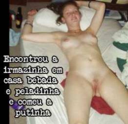 Encontrou a irmazinha bêbada em casa e fodeu a bucetinha da puta safada