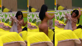 Gostosa nua trocando de roupa no reality show "la casa de los famosos 2"